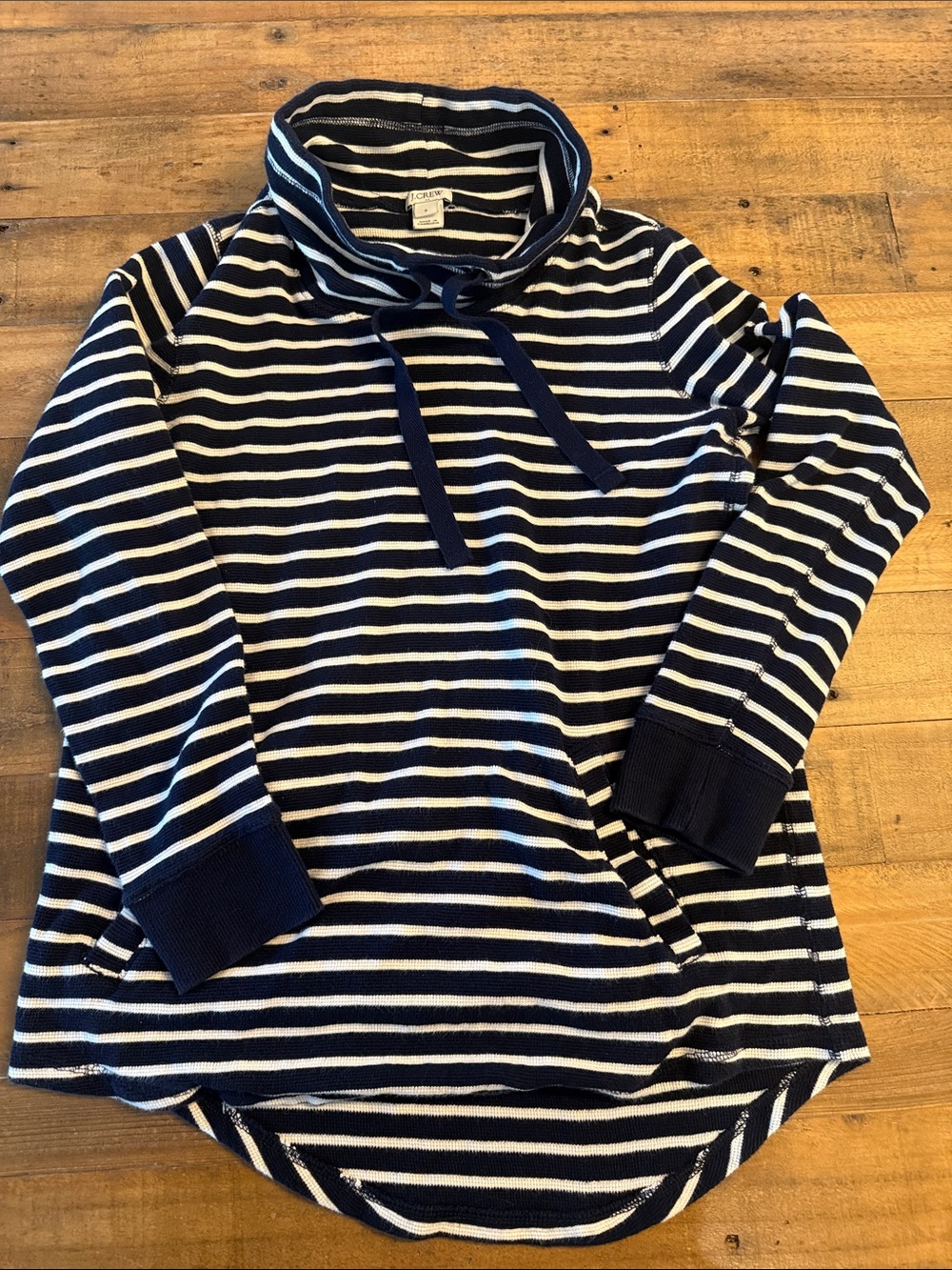 J Crew Striped Navy & White Pullover Hoodie